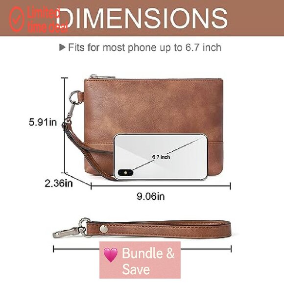 Large Capacity Leather Wristlet Wallet Clutch Purse Phone Organizer Travel - Picture 6 of 8